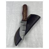 Damascus Steel Fixed Blade Knife w/ Sheath