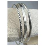 925 Silver 3 Assorted Bangle Bracelets