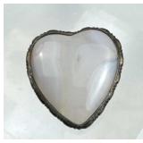 925 Silver Vtg. Blue Lace Agate Heart Brooch/Pin