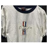 Vtg. Ford Mustang 'Running Pony' Logo Ringer Tee