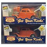 (2) '33 Willys Coupe Route 66 1/24 Scale Orange