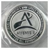 1oz Silver NASA Artemis II Round .999 BU NEW