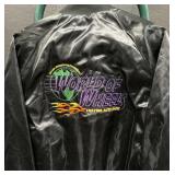 Vtg. 'Southern Tour' Black Satin Bomber Jacket