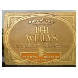 Vtg. 1941 Willy's Embossed Leather Sign