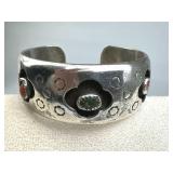 925 Silver Navajo Coral & Turquoise Cuff Bracelet