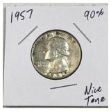 1957 Washington Silver Quarter, US 90% Coin
