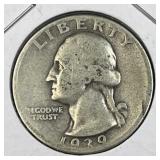1939 Washington Silver Quarter, US 90% Coin