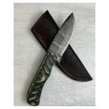 Damascus Steel Fixed Blade Knife w/ Sheath