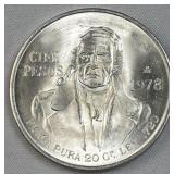 1978 Silver Monterey Mexico 100 Pesos, Morelos