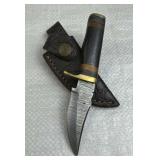 Damascus Steel Fixed Blade Knife w/ Sheath