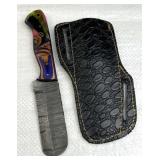 Damascus Steel Fixed Blade Knife w/ Sheath