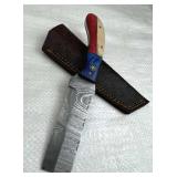 Damascus Steel Fixed Blade Knife w/ Sheath
