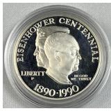 1990 Proof Silver Eisenhower Dollar, US 90%