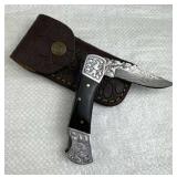 Damascus Steel Fixed Blade Knife w/ Sheath