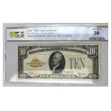 1928 Gold $10 Certificate, US PCGS VF 30