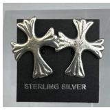 925 Silver Ornate Cross Post Earrings
