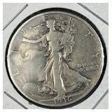 1936-S Walking Liberty Silver Half Dollar, US 90%