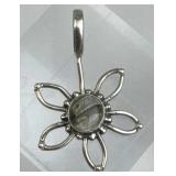 925 Silver Round Labradorite Flower Pendant