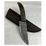 Damascus Steel Fixed Blade Knife w/ Sheath