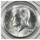 1964 JFK 90% Silver Half Dollar, Brilliant