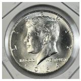 1964 JFK 90% Silver Half Dollar, Brilliant