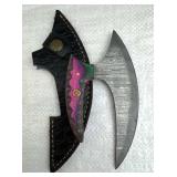 Damascus Steel Fixed Blade Knife w/ Sheath