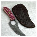 Damascus Steel Fixed Blade Knife w/ Sheath