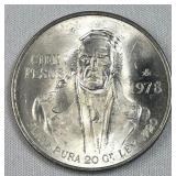 1978 Silver Monterey Mexico 100 Pesos, Morelos
