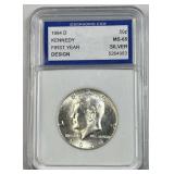 1964-D JFK 90% Silver Half Dollar, IGS MS65