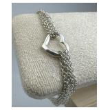 925 Silver Italy Open Heart Multi-Chain Bracelet