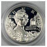 1999 Proof Silver Dolley Madison Dollar US 90%