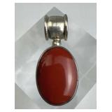 925 Silver Mexico Oval Coral Pendant
