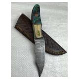 Damascus Steel Fixed Blade Knife w/ Sheath