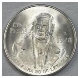 1978 Monterey Mexico Silver 100 Pesos, Morelos