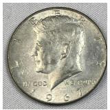 1967 JFK 40% Silver Half Dollar, US 50c Coin