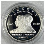 2003 Silver Proof Orville & Wilbur Dollar US 90%