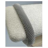 925 Silver Fabiani Beaded Popcorn Mesh Bracelet