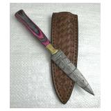 Damascus Steel Fixed Blade Knife w/ Sheath