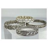 925 Silver Set of (4) Zirconia Band Rings