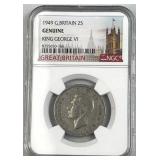 1949 Gr. Britain 2 Shilling, NGC Genuine