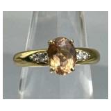 18K Yellow Gold Imperial Topaz & Diamond Ring