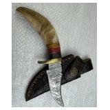 Damascus Steel Fixed Blade Knife w/ Sheath