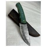 Damascus Steel Fixed Blade Knife w/ Sheath