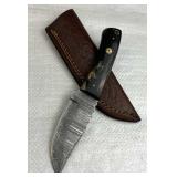 Damascus Steel Fixed Blade Knife w/ Sheath