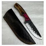 Damascus Steel Fixed Blade Knife w/ Sheath