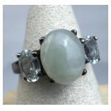 925 Silver Avon Chrysoprase & Sky Blue Topaz Ring