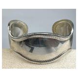 925 Silver Tapered Rope Like Border Cuff Bracelet