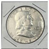 1961-D Franklin Silver Half Dollar, US 90% Coin