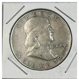 1960-D Franklin Silver Half Dollar, US 90% Coin