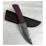 Damascus Steel Fixed Blade Knife w/ Sheath